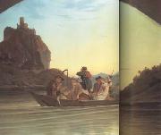 Adrian Ludwig Richter Crossing the Elbe in front of the Schreckenstein (mk10) oil painting on canvas